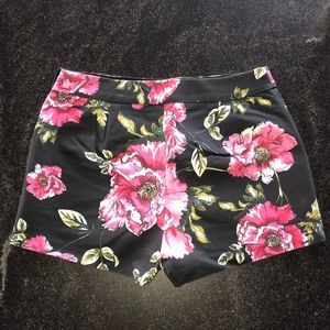 Express black floral shorts